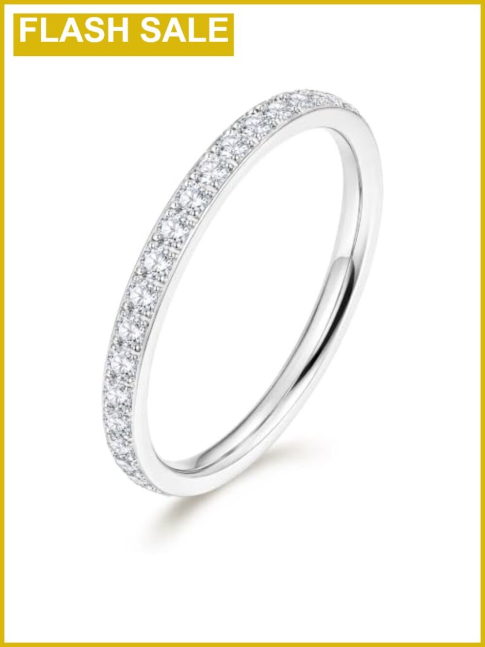 CZ Eternity Band Thin 2mm Gold Plated Stainless Steel Stackable Ring